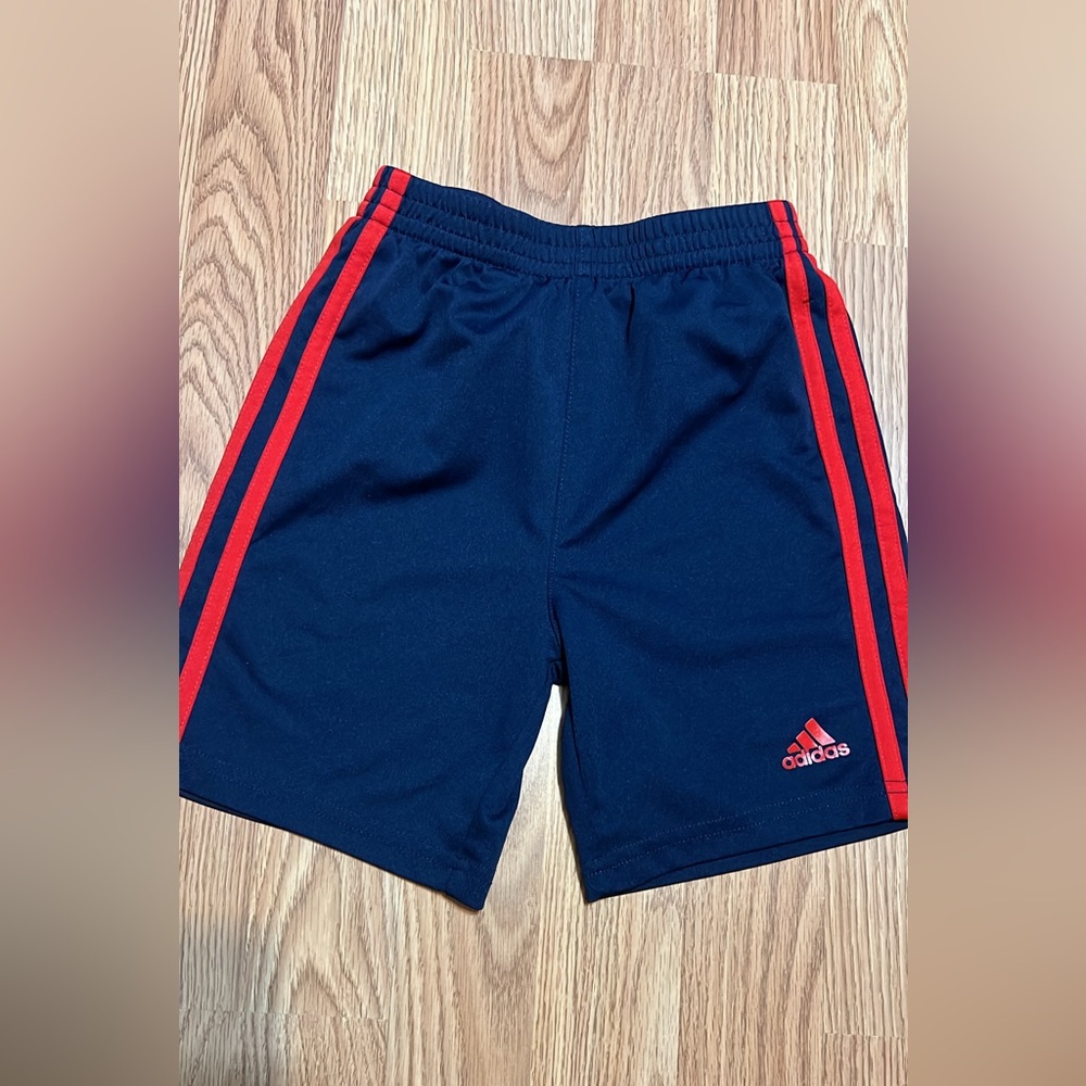 Adidas Dark Blue Shorts with Bold Red Accents